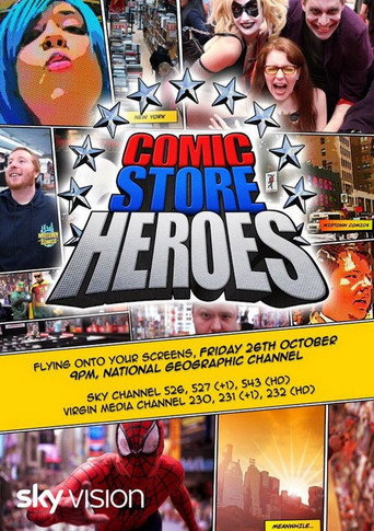Superhéroes en la tienda de cómics